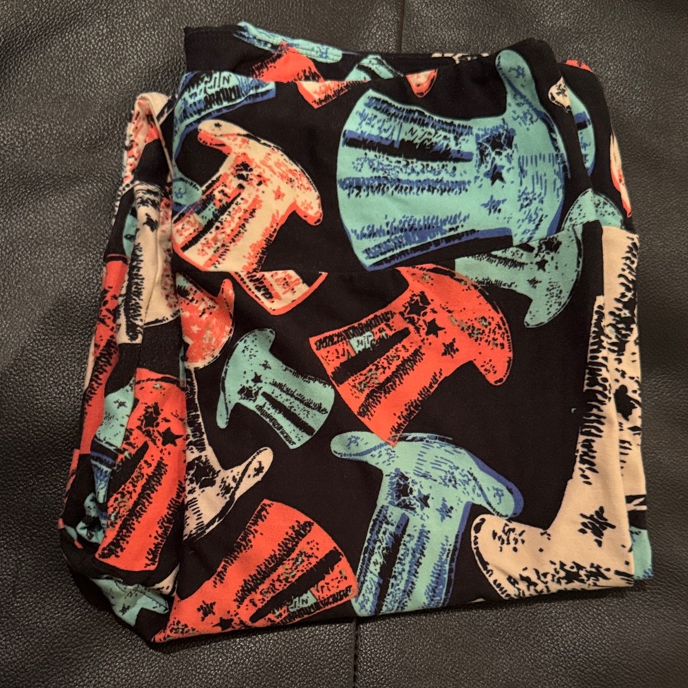 LuLaRoe Tall & Curvy Colorful Patriotic Top Hat Print Leggings - Holiday, Fun